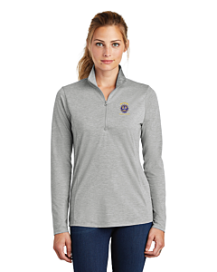 Sport-Tek ® Ladie's PosiCharge ® Tri-Blend Wicking 1/4-Zip Pullover - Embroidery-Light Gray Heather