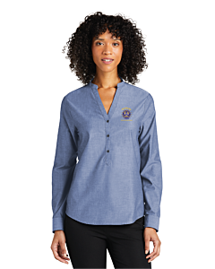 Port Authority® Ladies Long Sleeve Chambray Easy Care Shirt - Embroidery-Moonlight Blue