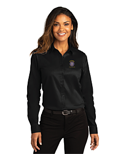 Port Authority® Ladies Long Sleeve SuperPro React ™ - Embroidery-Deep Black