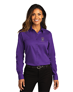 Port Authority® Ladies Long Sleeve SuperPro React ™ - Embroidery-Purple