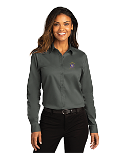 Port Authority® Ladies Long Sleeve SuperPro React ™ - Embroidery-Storm Gray